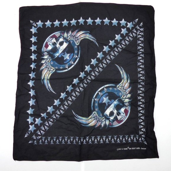 Hav-A-Hank Other - Hav-A-Hank Skull Air Force Spikes Black Bandana Head Wrap Face Mask Scarf USA